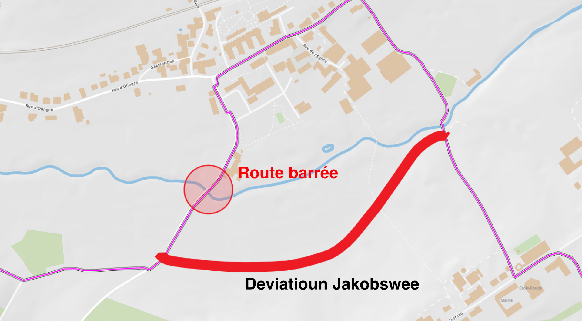 Wegen Baustelle Umleitung des Jakobsweges vor der Ortschaft Betzdorf